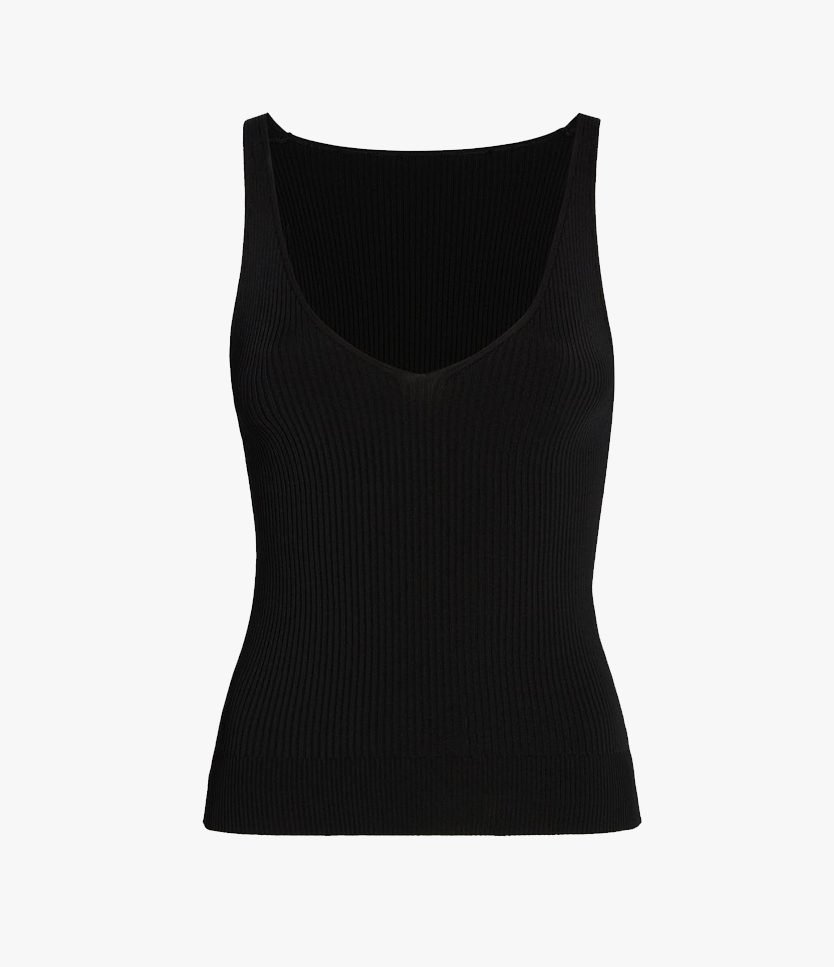 Another Tomorrow Reversible V Tank in Black – Viscose Women's Top