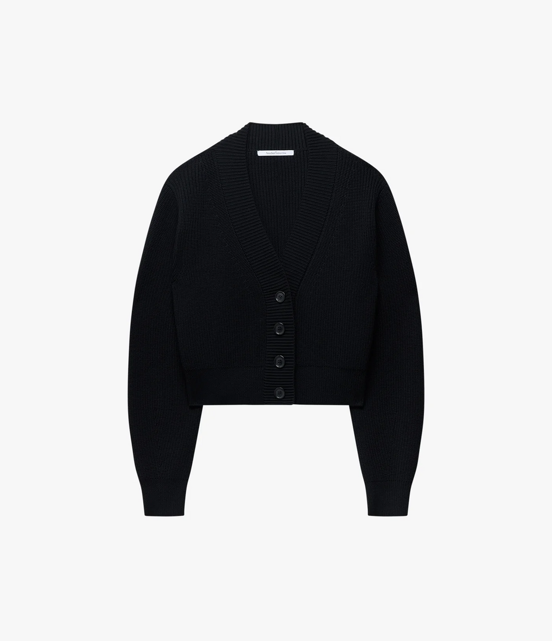 Rib Cropped Cardigan | Black