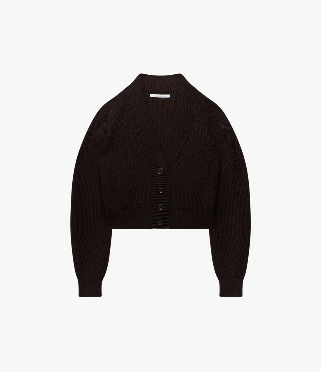 Rib Cropped Cardigan | Chocolate