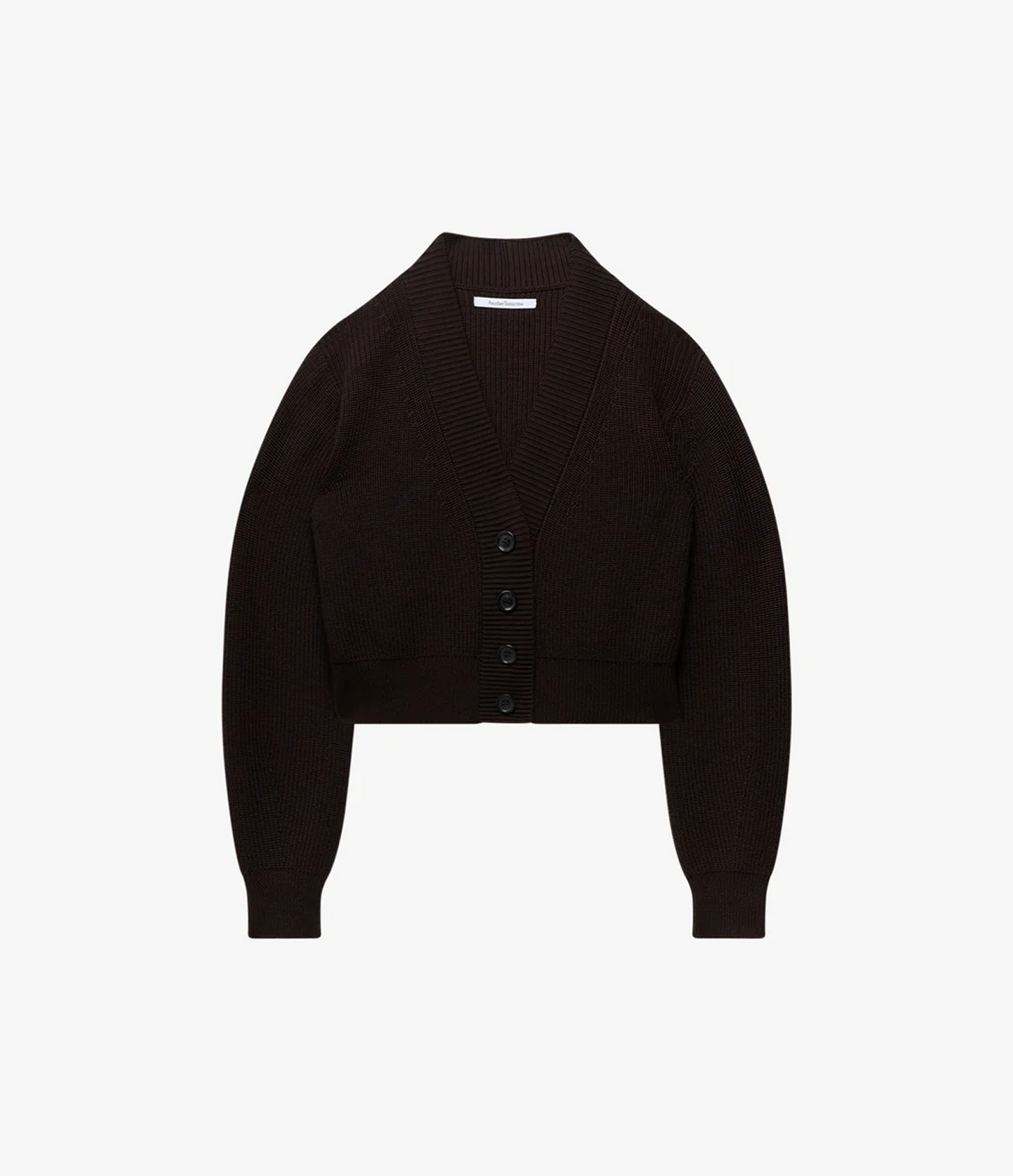 Rib Cropped Cardigan | Chocolate