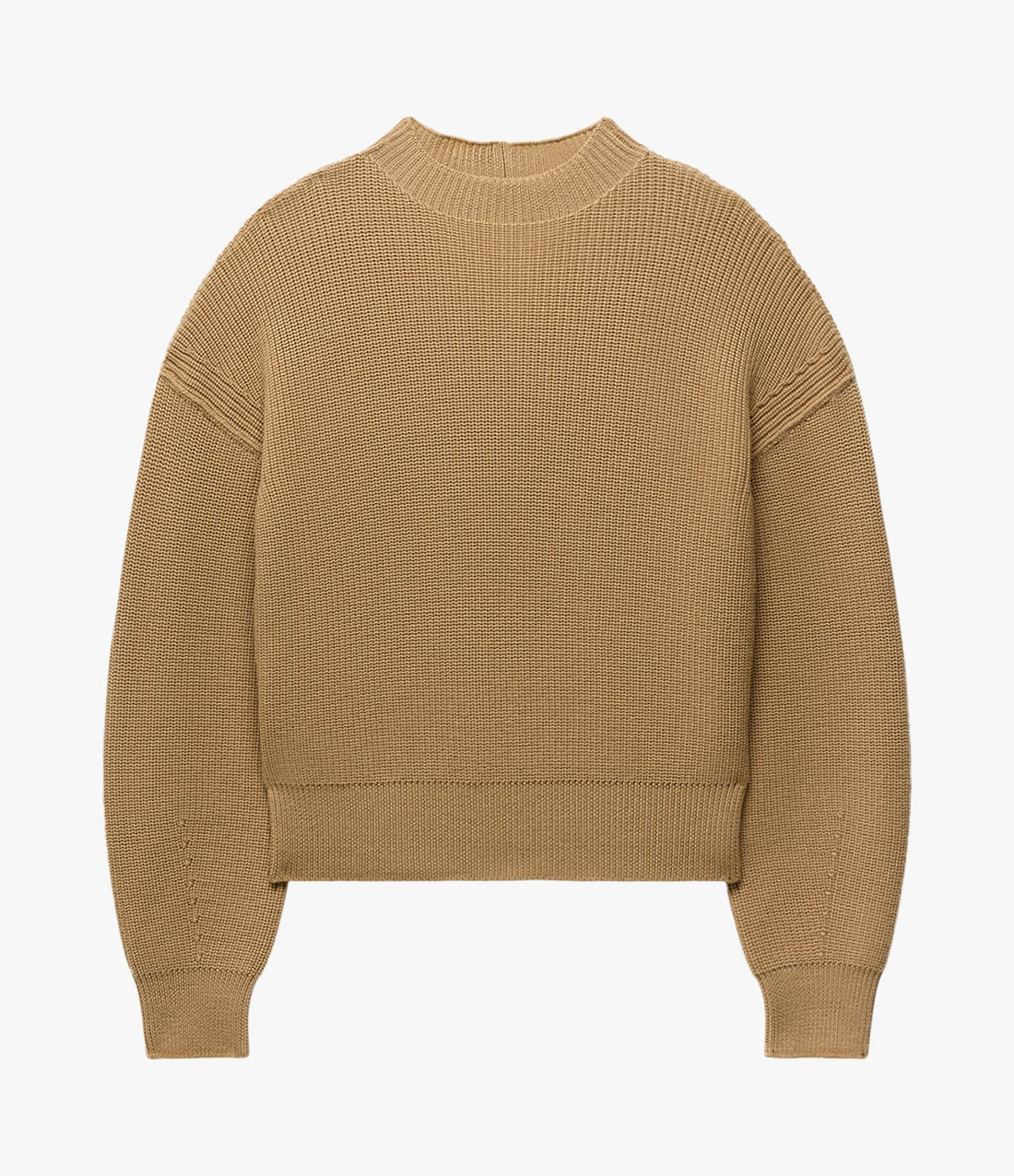 Another Tomorrow Rib Crewneck in Camel – Wool Women's Knitwear