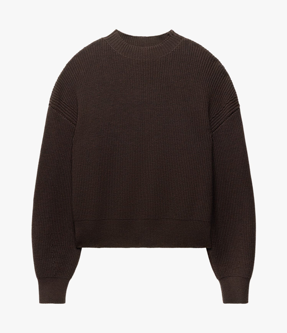 Another Tomorrow Rib Crewneck in Chocolate – Wool Women's Knitwear