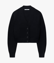 Rib Cropped Cardigan | Black