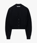 Another Tomorrow Rib Cropped Cardigan in Black – Wool Women's Knitwear