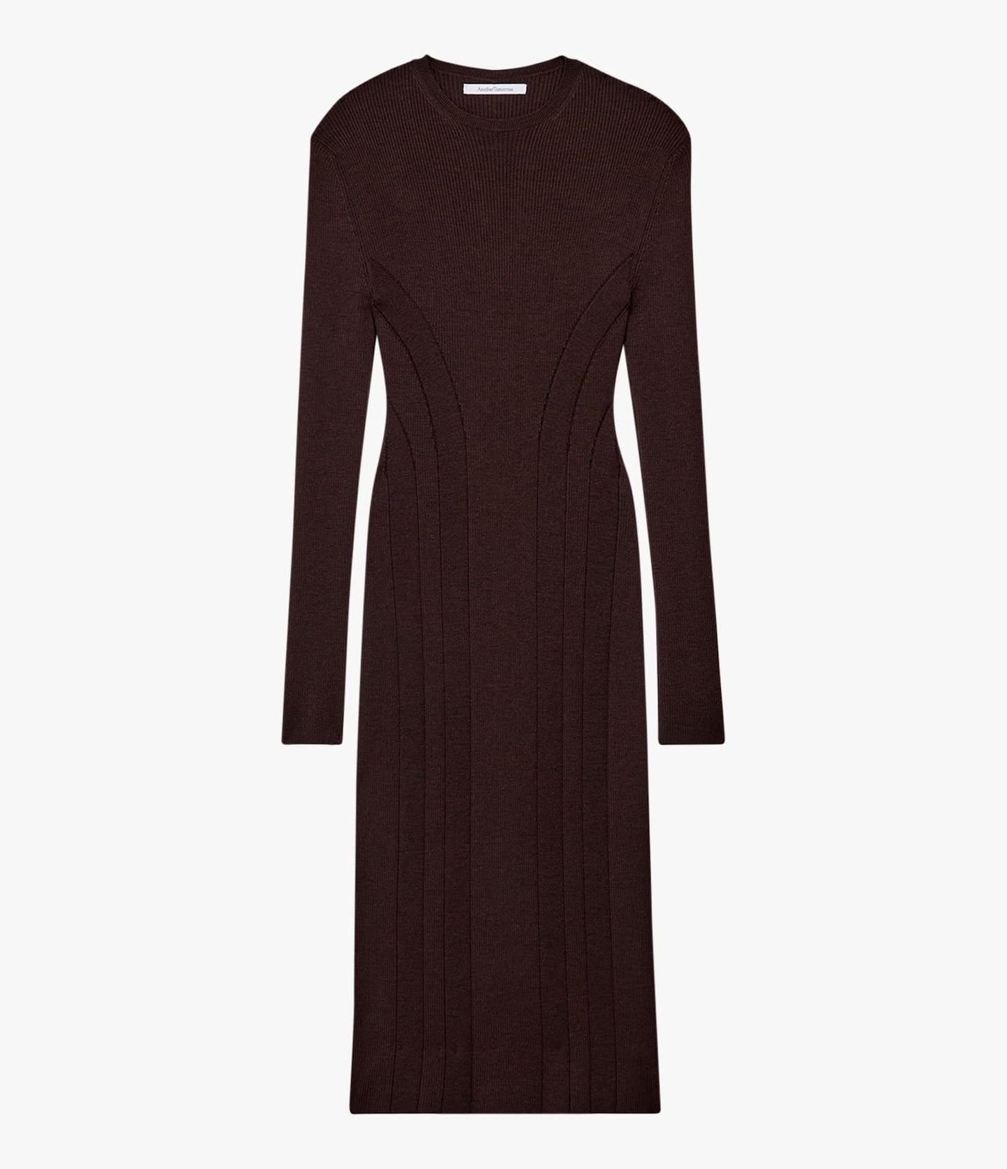 Another Tomorrow Rib Knit Dress in Chocolate – Wool Women's Dress