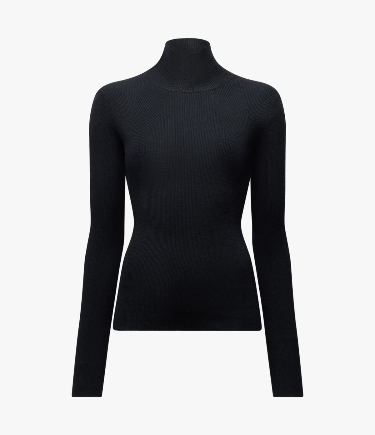 Another Tomorrow Rib Knit Turtleneck in Black – Wool Women's Knitwear