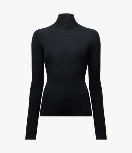 Rib Knit Turtleneck | Black