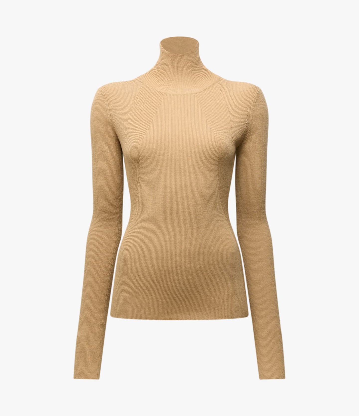 Another Tomorrow Rib Knit Turtleneck in Camel – Wool Women's Knitwear