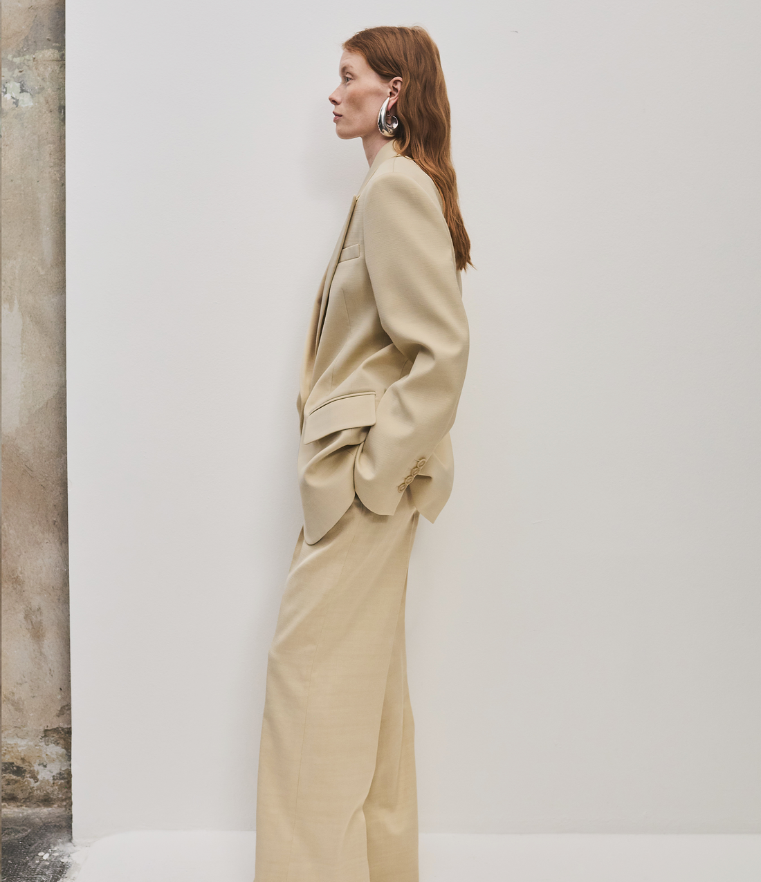 High Waisted Pleated Trouser | Sand