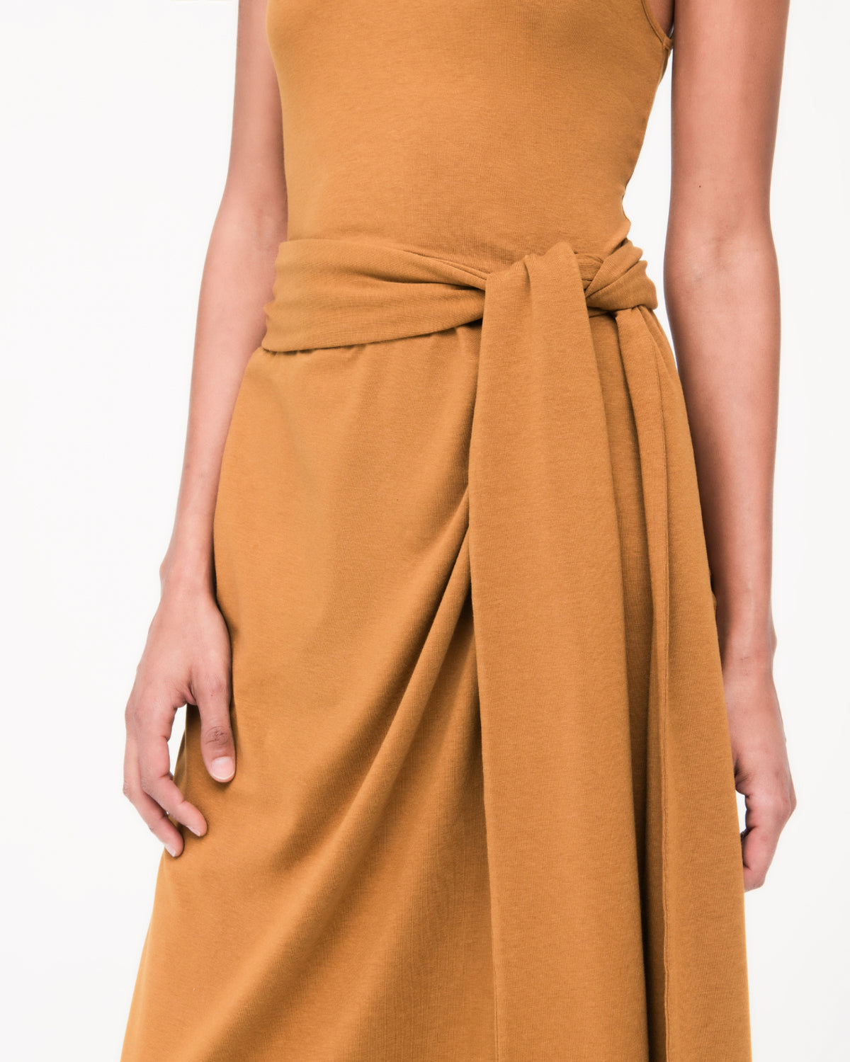 Another Tomorrow Sarong Tie Dress in Tapenade – Cotton Women's Dress