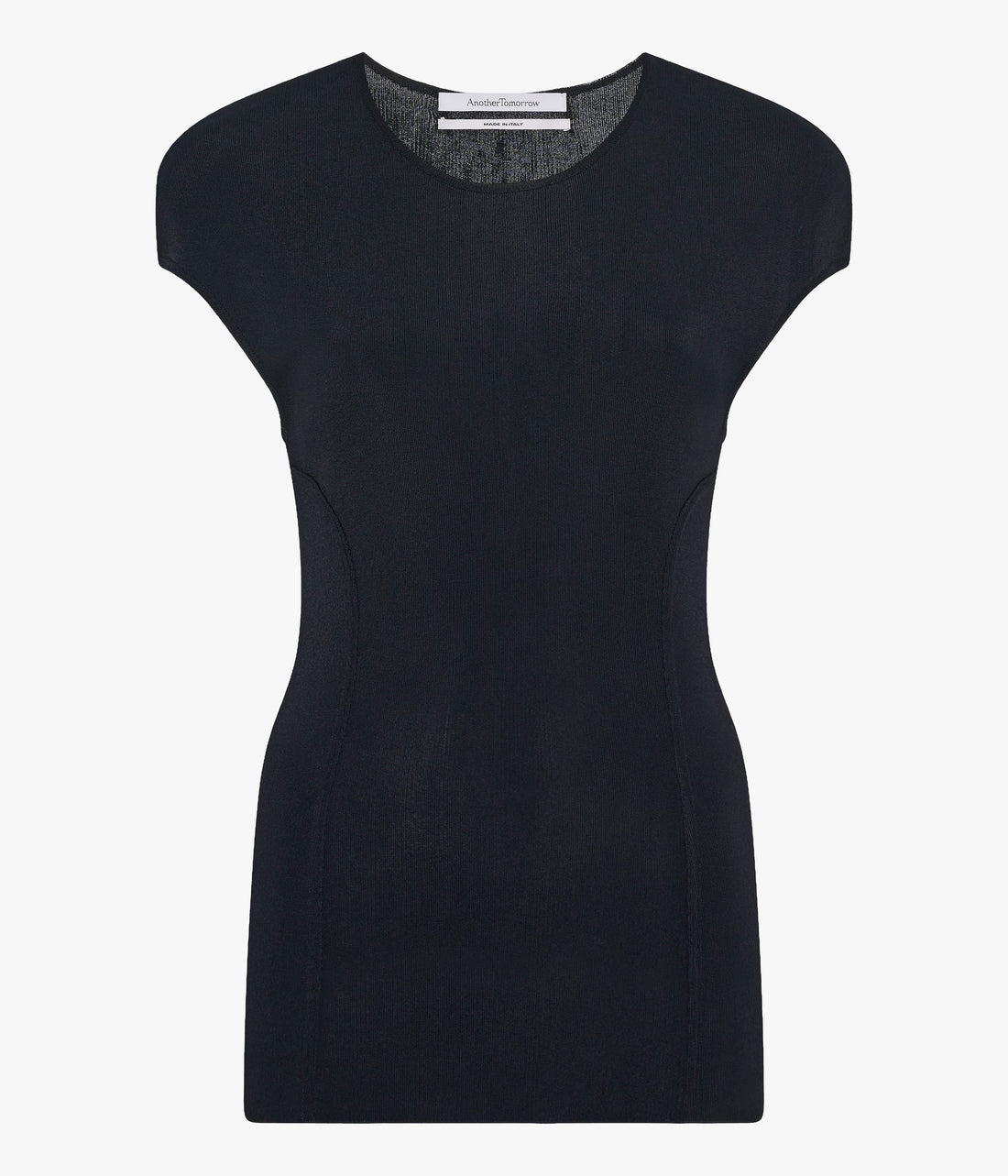 Another Tomorrow Seamed Fitted Top in Black – Viscose Women's Top