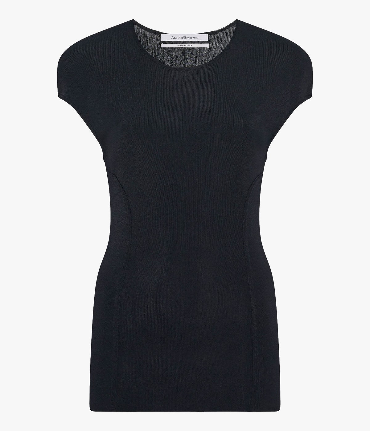 Another Tomorrow Seamed Fitted Top in Black – Viscose Women's Top