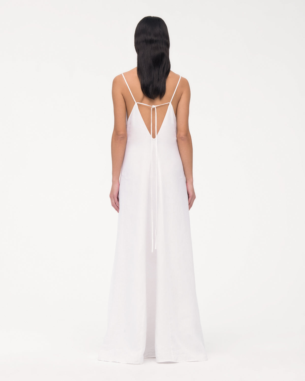 Another Tomorrow Seamed Slip Dress in White – Linen Women's Dress
