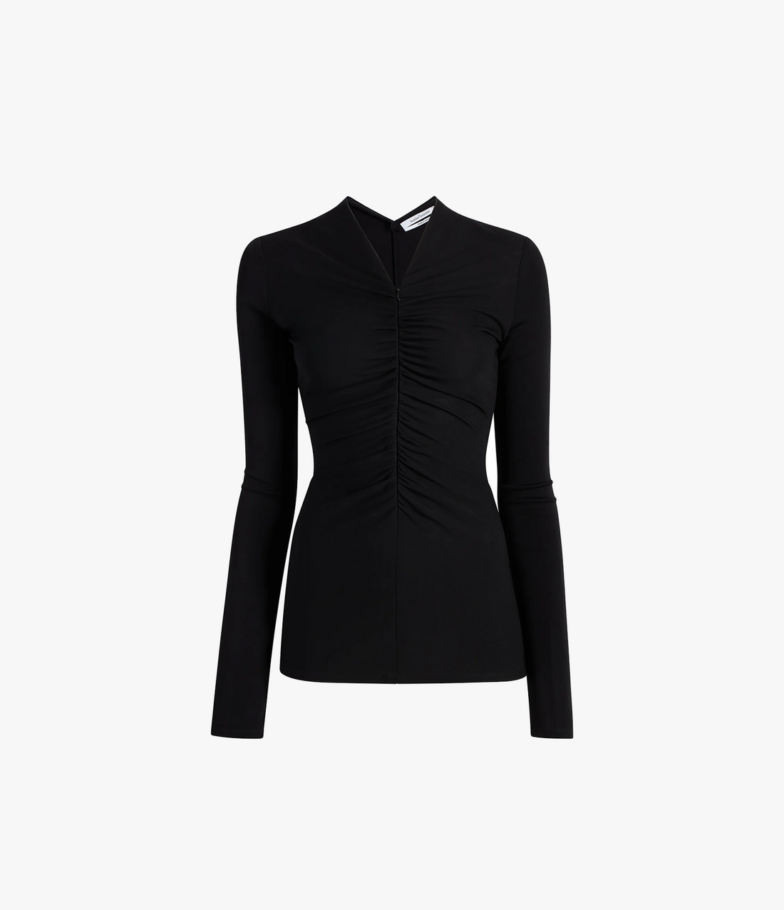 Shirred Long Sleeve Top | Black