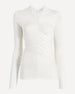 Another Tomorrow Shirred Long Sleeve Top in Off White – Viscose Women's Top