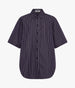 Another Tomorrow Short Sleeve Shirt in Navy/White Stripe – Cotton Women's Trousers