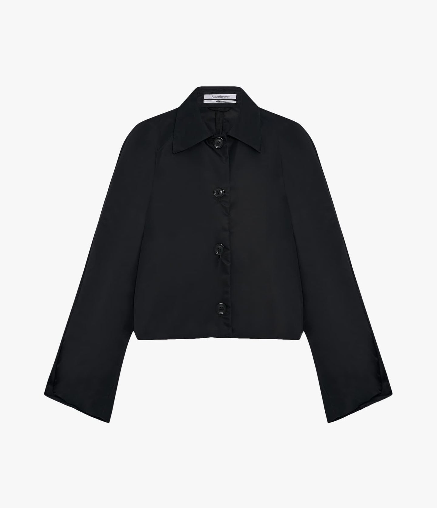 Another Tomorrow Short Balmacaan in Black – Nylon Women's Outerwear