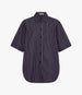 Another Tomorrow Short Sleeve Shirt in Navy/White Stripe – Cotton Women's Trousers