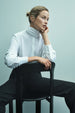 Another Tomorrow Bow Blouse in White – Viscose Women's Top