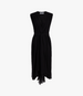 Silk Chiffon Gathered Dress | Black