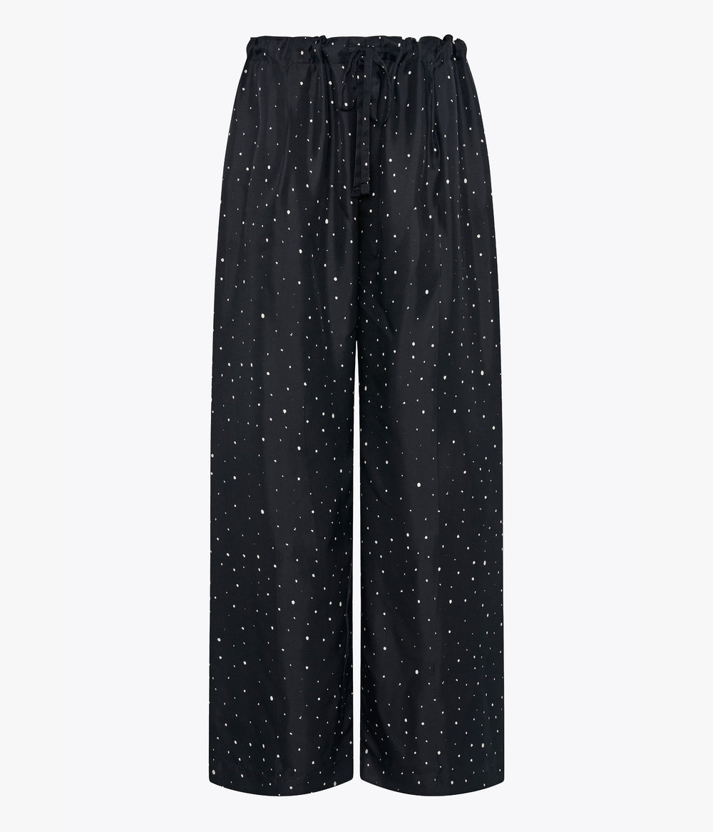 Another Tomorrow Silk Polka Dot Pant in Black/Cream Dot – Silk Women's Trousers