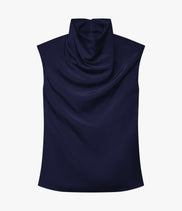 Silk Draped Top | Indigo
