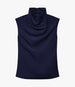 Another Tomorrow Silk Draped Top in Indigo – Silk Women's Top