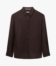 Silk Pleat Back Shirt | Chocolate