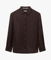 Silk Pleat Back Shirt | Chocolate