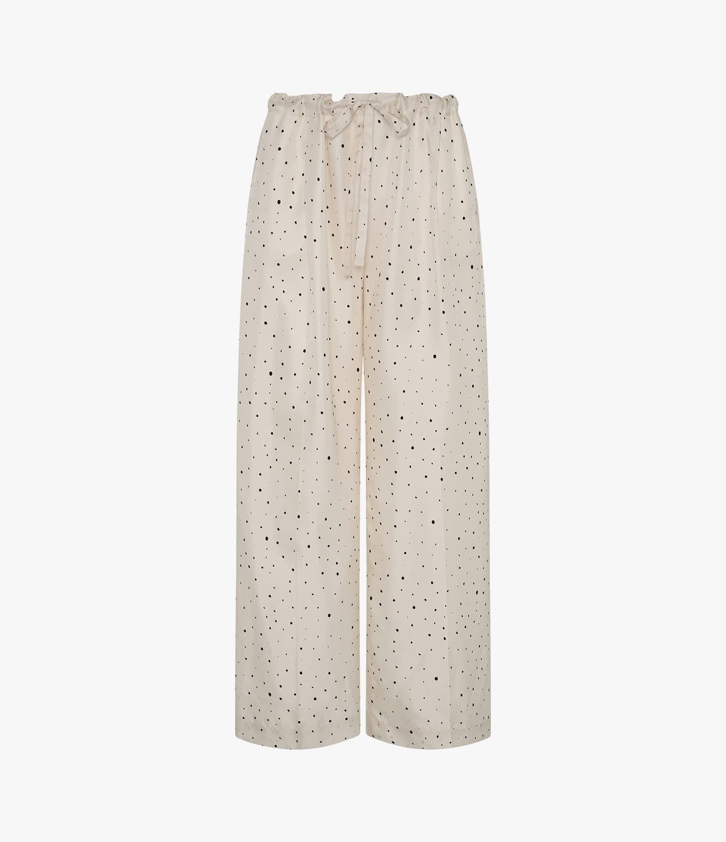 Another Tomorrow Silk Polka Dot Pant in Cream/Black Dot – Silk Women's Trousers