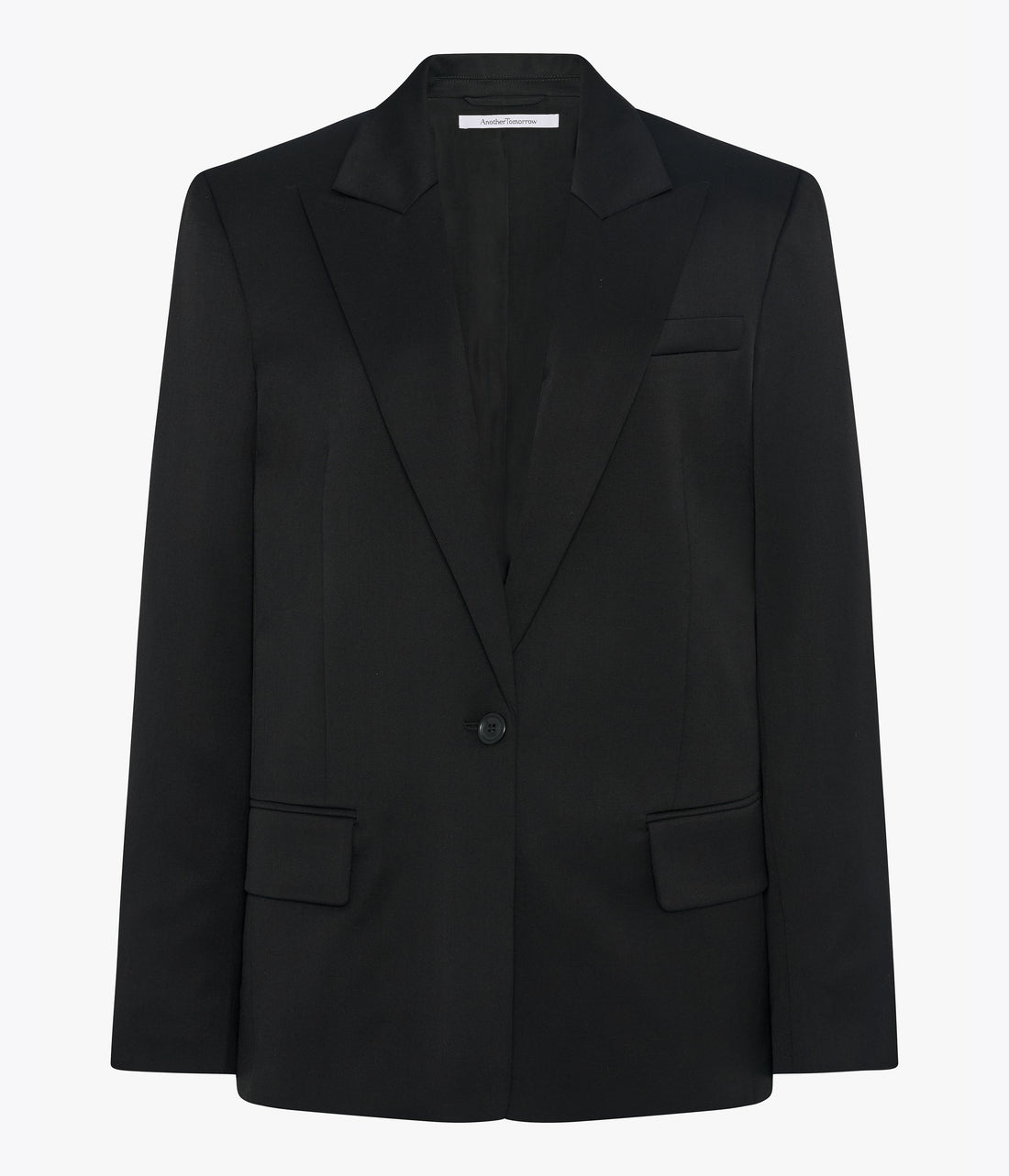 Another Tomorrow Single Button Relaxed Jacket in Black – Wool Women's Jacket