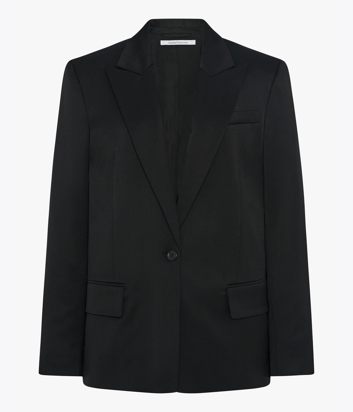 Another Tomorrow Single Button Relaxed Jacket in Black – Wool Women's Jacket