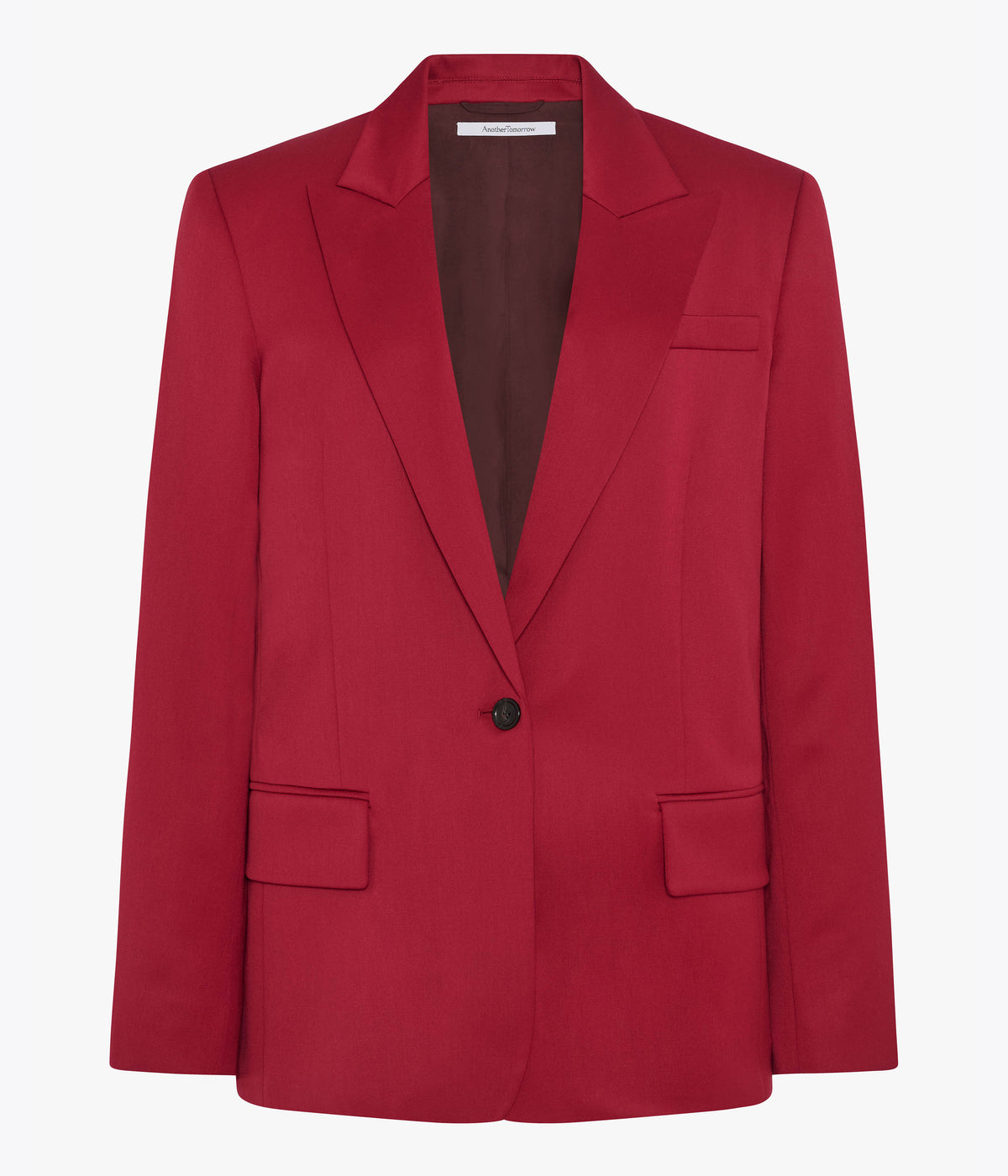Another Tomorrow Single Button Relaxed Jacket in Pinot Noir – Wool Women's Jacket