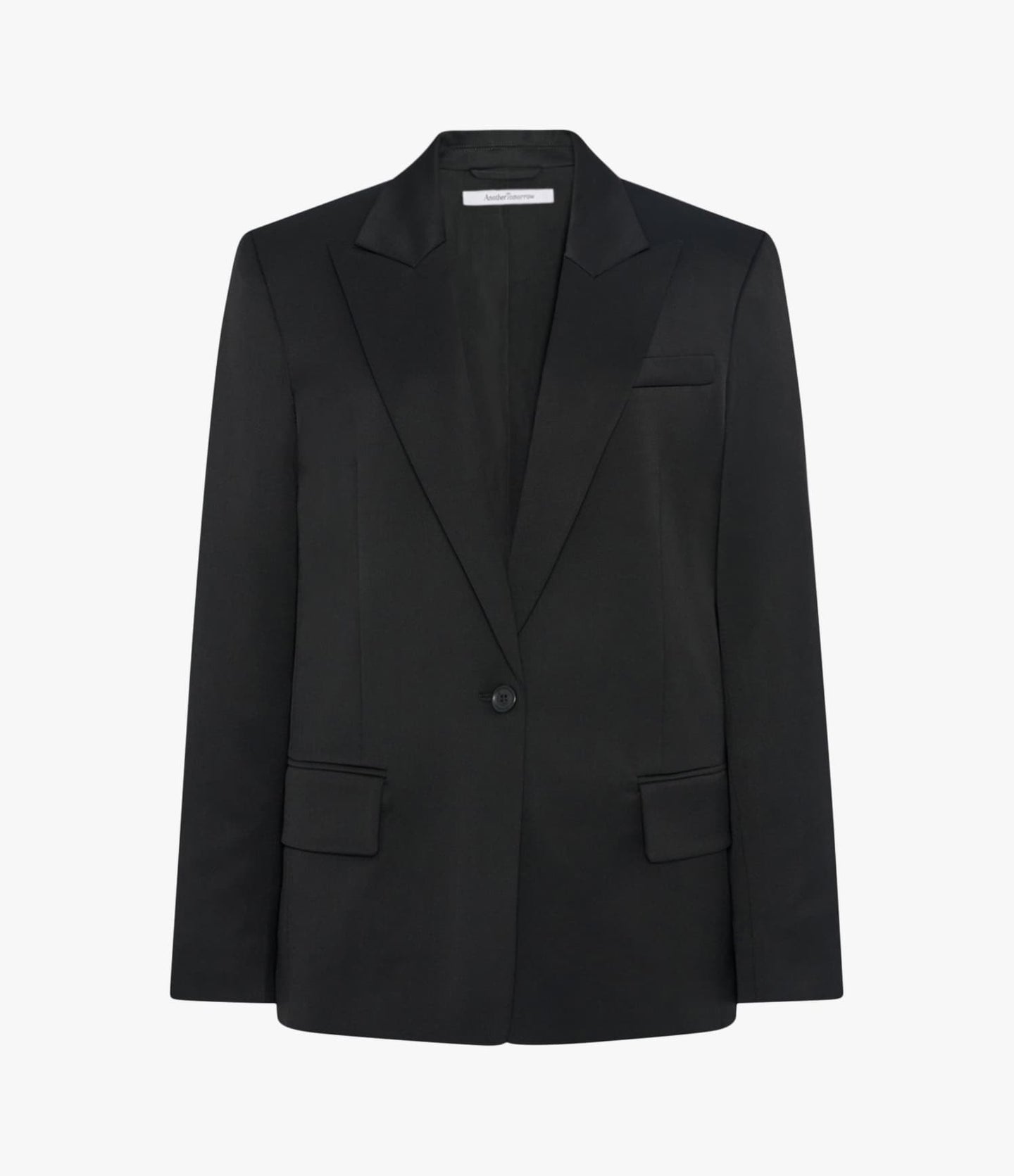 Another Tomorrow Single Button Relaxed Jacket in Black – Wool Women's Jacket