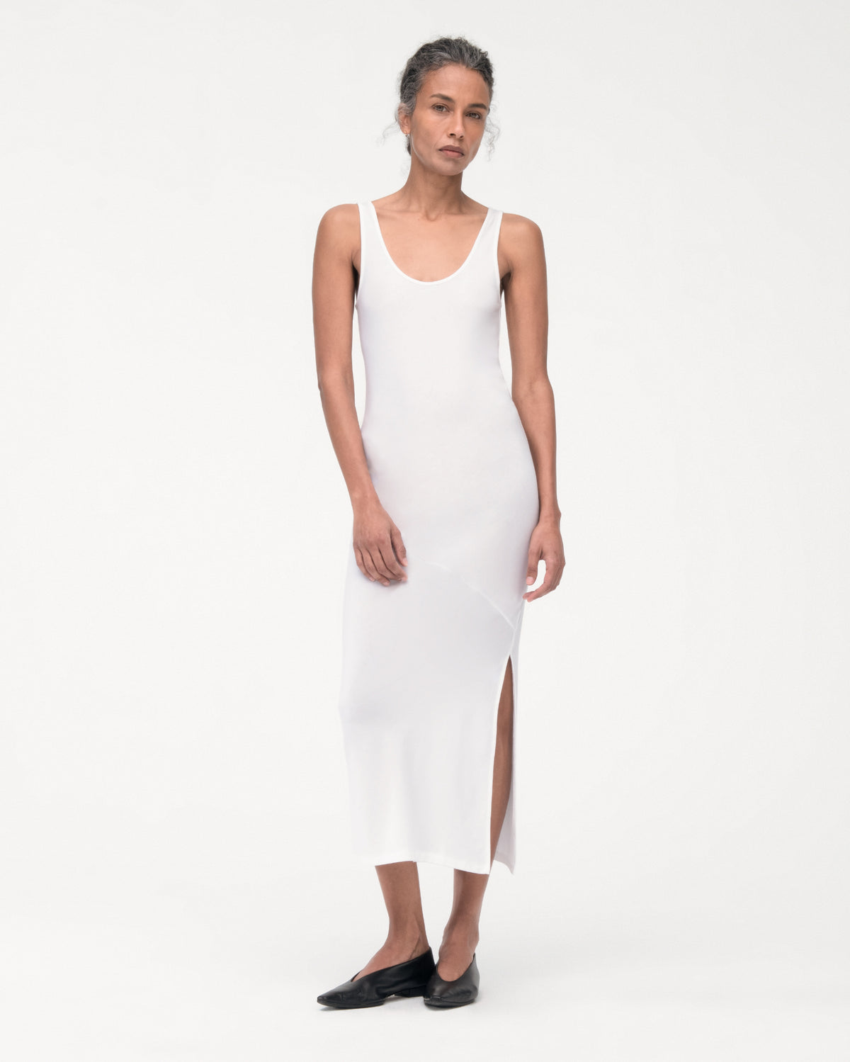Another Tomorrow Tank Dress in White – Cotton Women's Dress