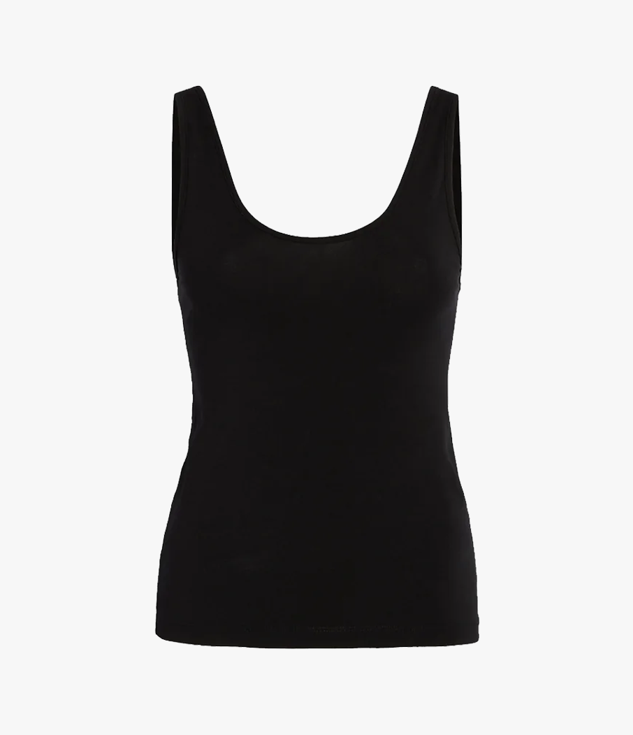 Another Tomorrow Slim Tank Top in Black – Cotton Women's Top