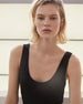 Another Tomorrow Slim Tank Top in Black – Cotton Women's Top