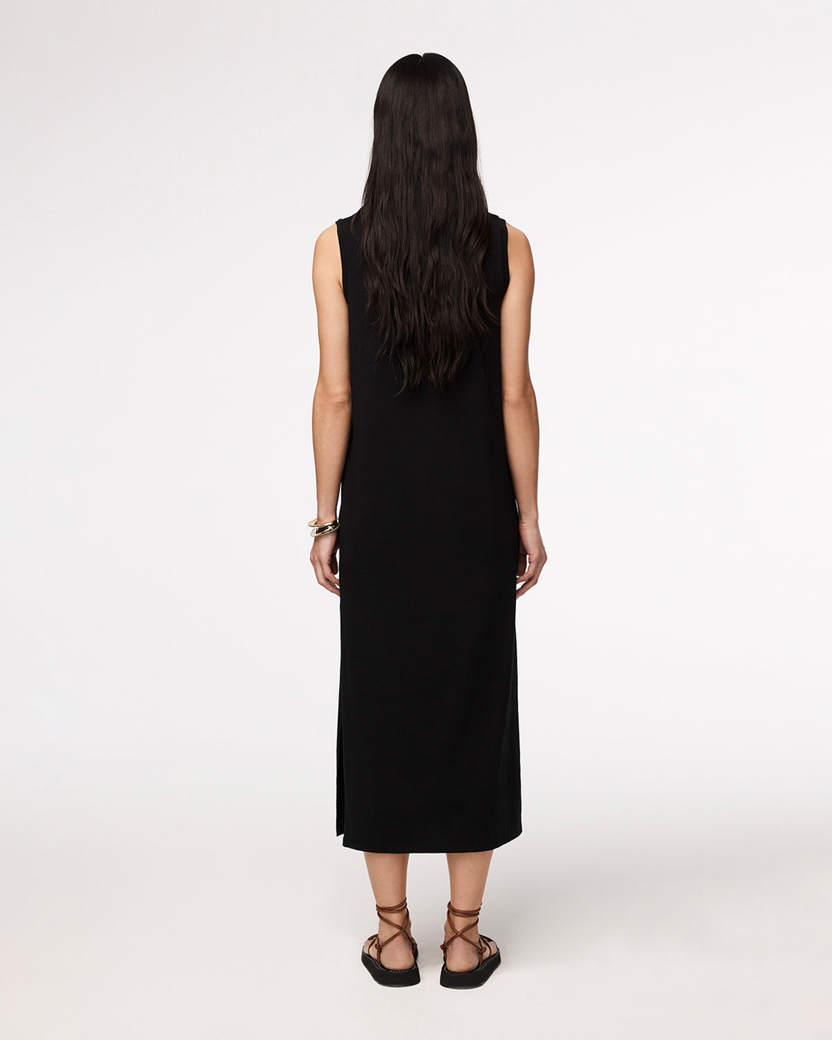 Another Tomorrow Sleeveless Tee Dress in Black – Cotton Women's Dress