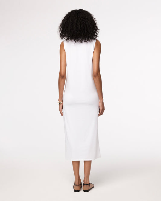 Another Tomorrow Sleeveless Tee Dress in White – Cotton Women's Dress