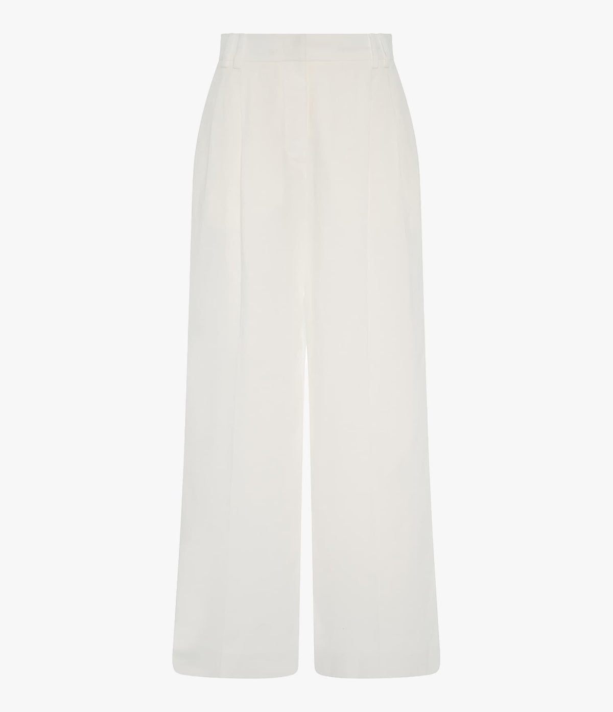 Another Tomorrow Summer Pleated Trouser in White – Linen Women's Trousers