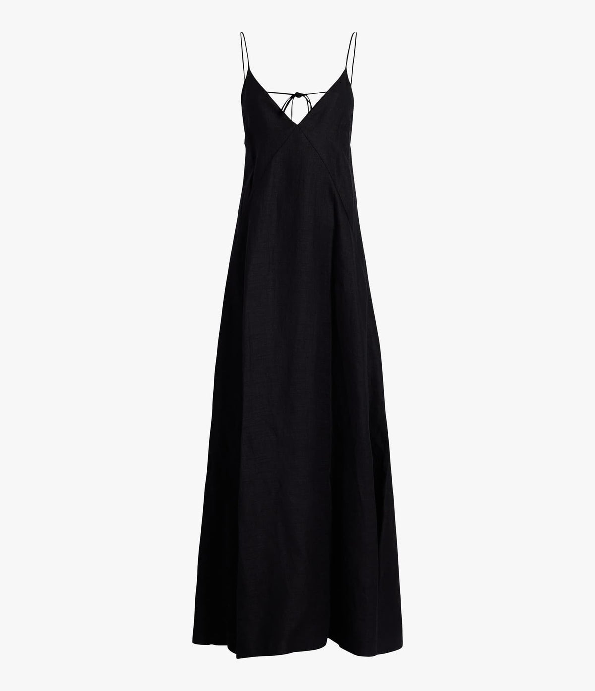 Another Tomorrow Seamed Slip Dress in Black – Linen Women's Dress
