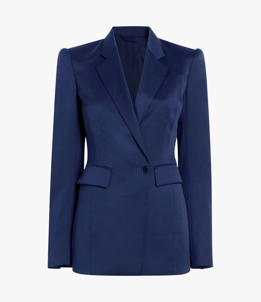 Another Tomorrow Seamed Waist Jacket in Navy – Wool Women's Jacket