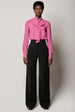 Another Tomorrow Bow Blouse in Hot Pink – Viscose Women's Top