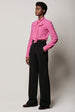 Another Tomorrow Bow Blouse in Hot Pink – Viscose Women's Top