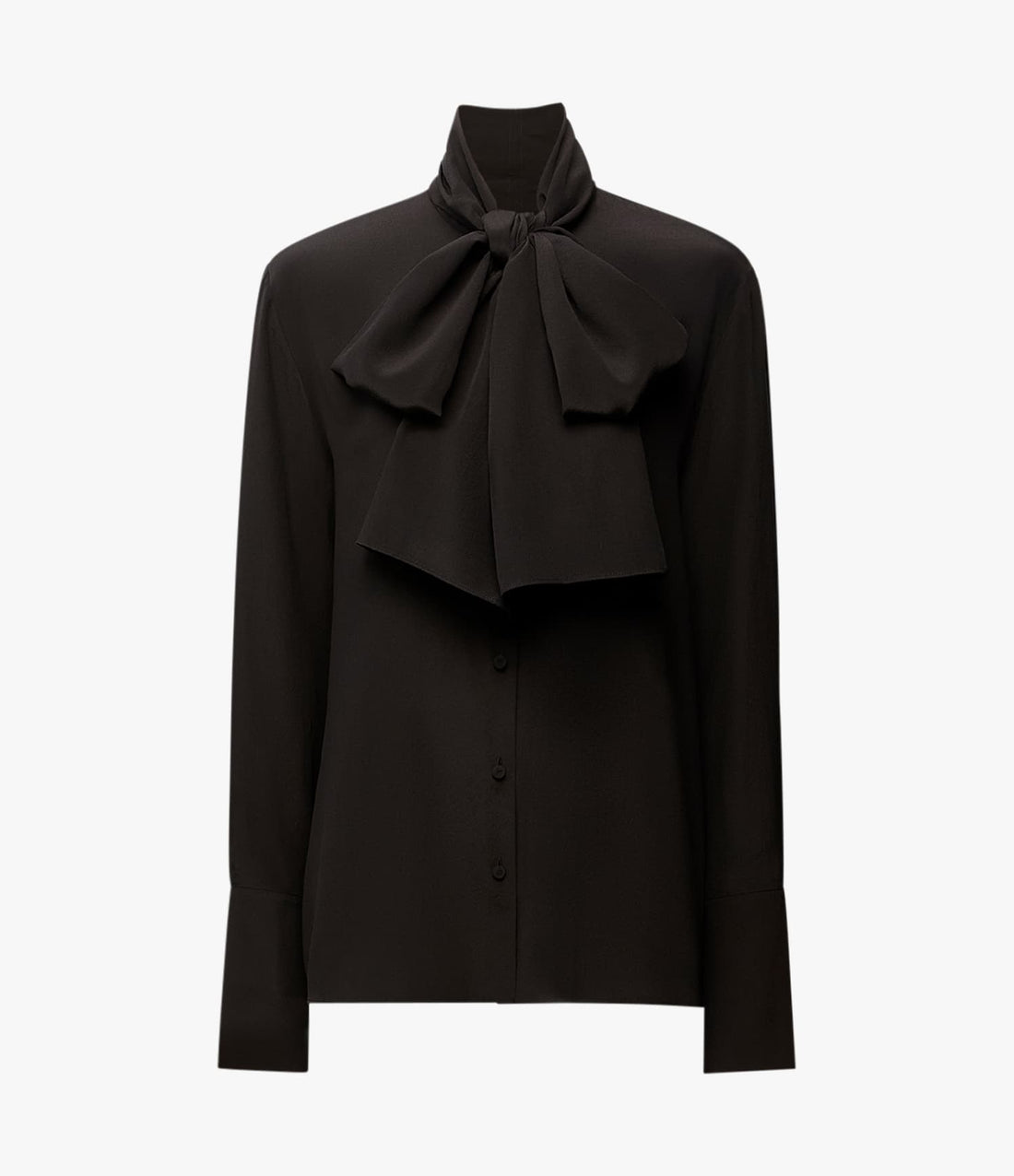 Another Tomorrow Signature Bow Blouse in Black – Silk Women's Top