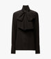 Another Tomorrow Signature Bow Blouse in Black – Silk Women's Top