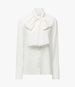 Another Tomorrow Signature Bow Blouse in Off White – Silk Women's Top