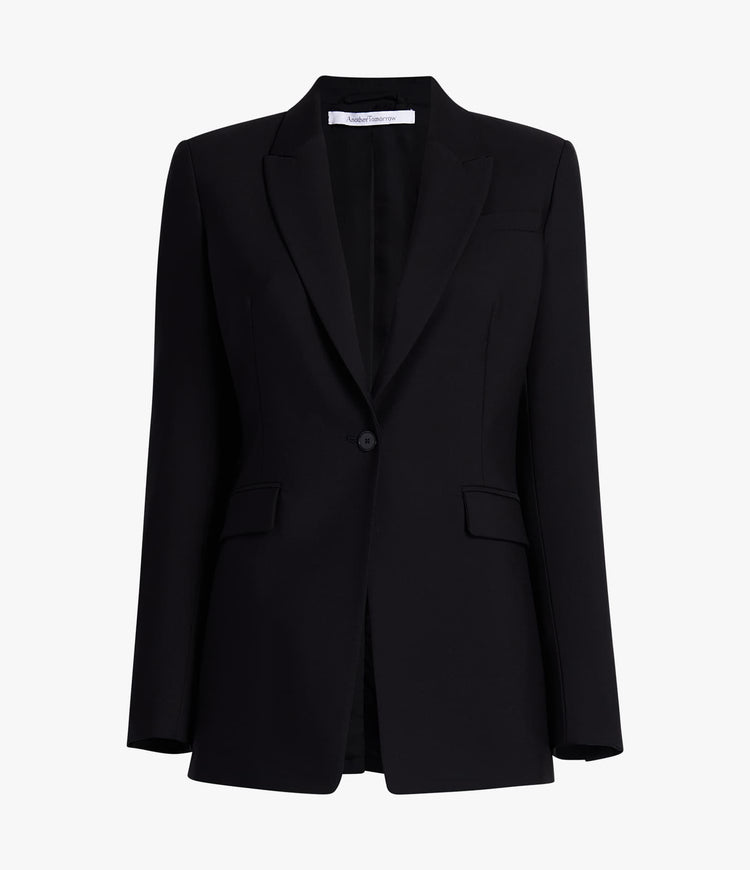 Another Tomorrow Single Button Jacket in Black – Wool Women's Jacket
