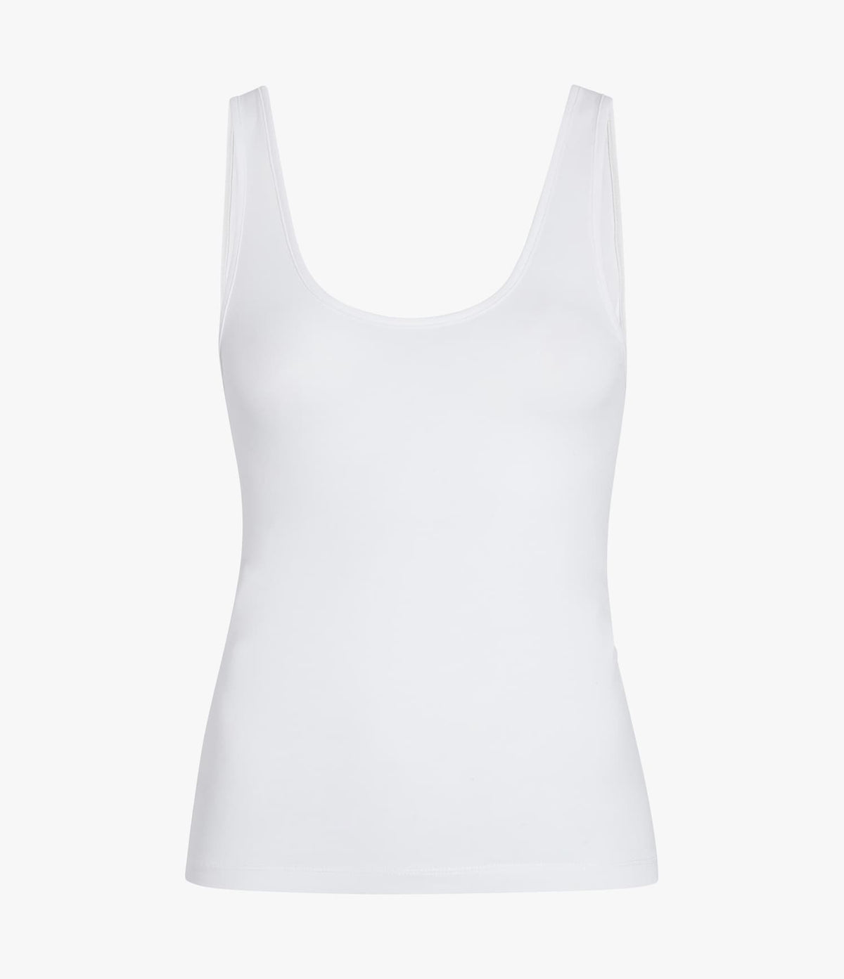 Another Tomorrow Slim Tank Top in White – Cotton Women's Top