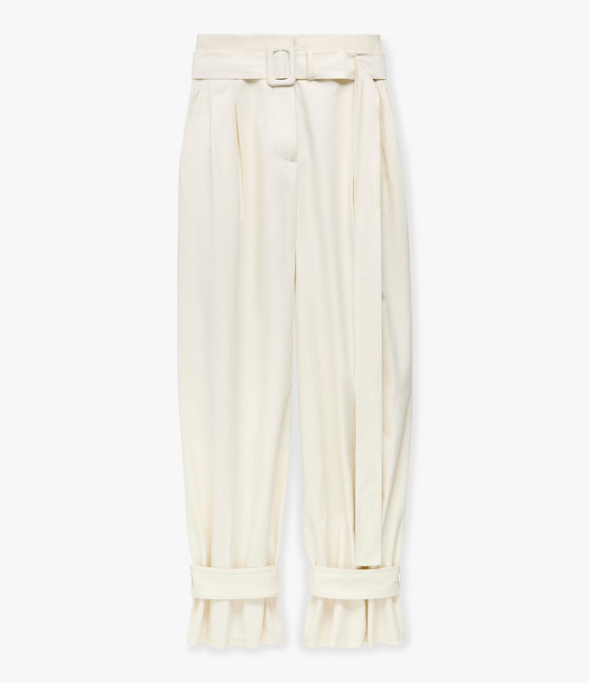 Another Tomorrow Tab Trouser in Off White – Cotton Women's Trousers